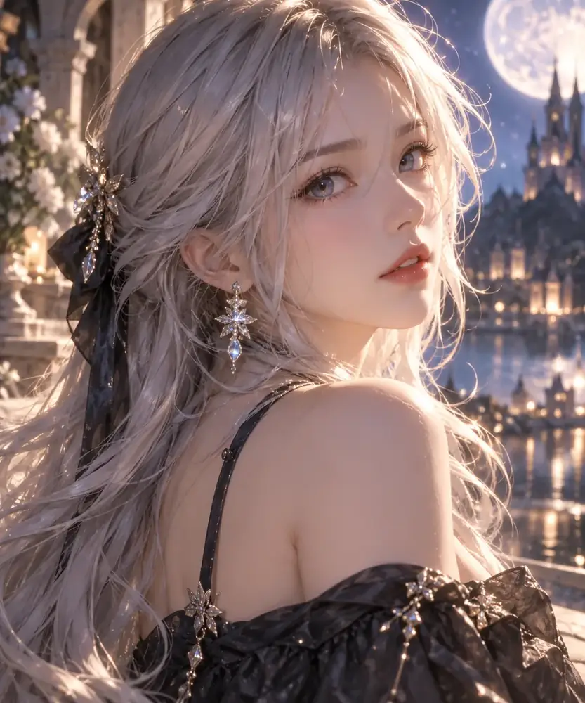 Anime character portrait with luminous hair and a polished illustrated LoRA style